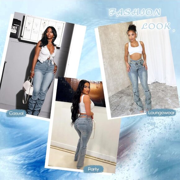 Women High Waist Skinny Jeans Stretchy Denim Double Waist Pockets Casual Wear - Picture 7 of 7